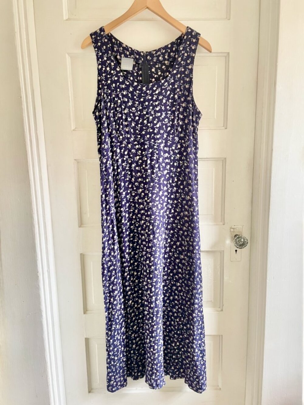 Vintage 90s Rabbit Rabbit Rabbit Blue Floral Maxi Dress 14 (M) - Picture 3 of 10